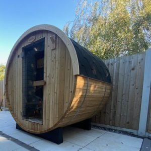 IN STOCK Barrel Sauna - Length: 1500mm x Diameter: 1800mm Thermo Hemlock