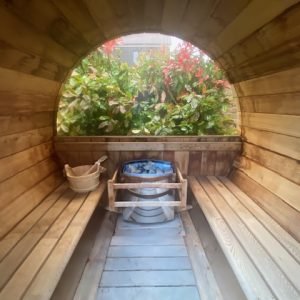 IN STOCK Barrel Sauna - Length: 1500mm x Diameter: 1800mm Red Cedar